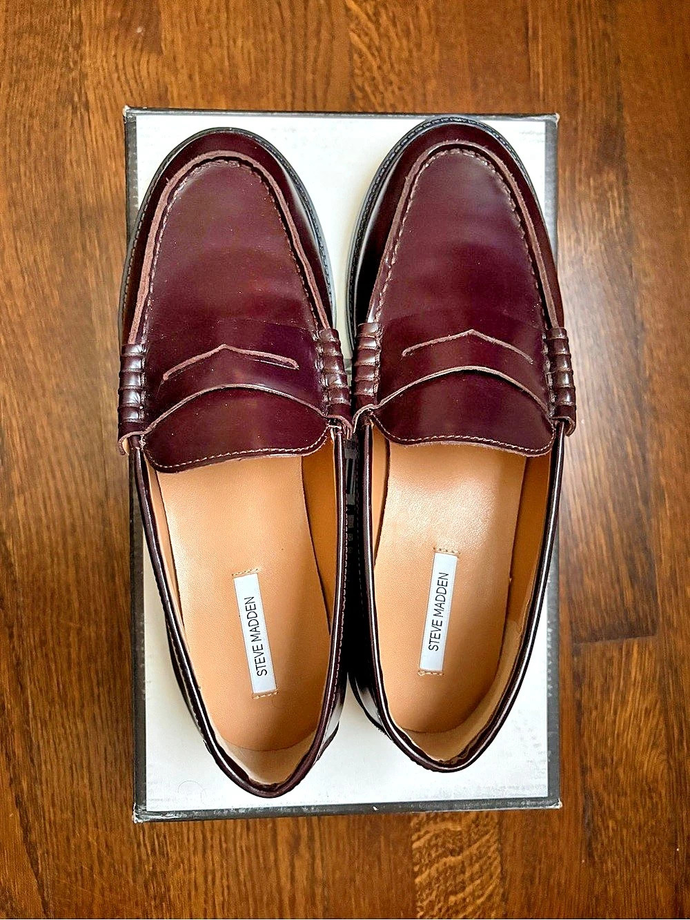 Steve Madden Madison Burgundy Box Leather US 9 - Picture 3 of 6